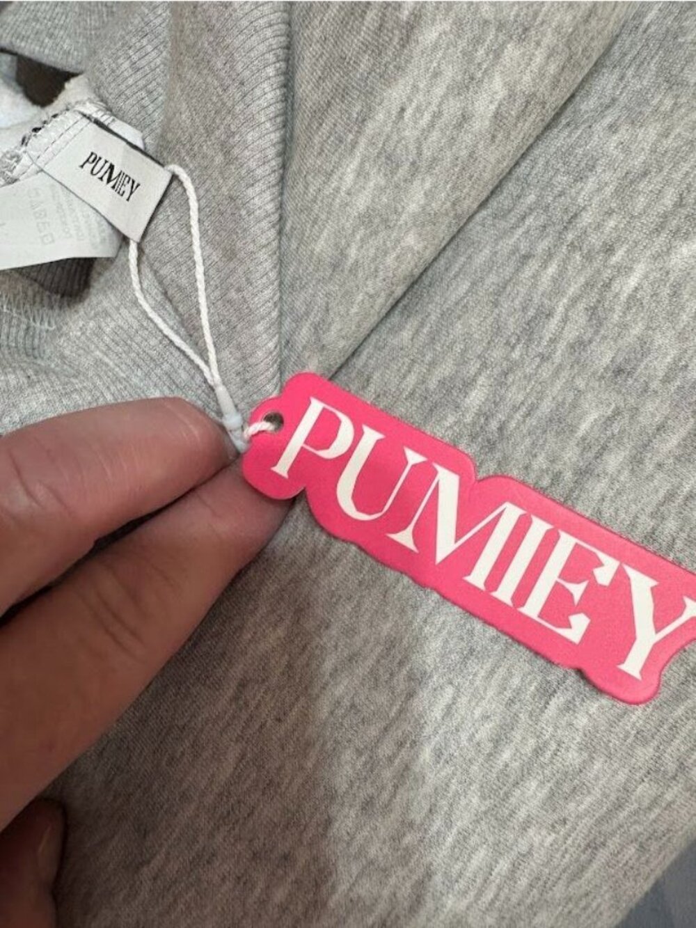 Pumiey Gray Hoodie Sweatshirt Large Cotton Blend Soft Casual Wear - Picture 3 of 14